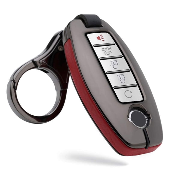 Key Fob Case Fit for Nissan Rogue Armada Murano Remote Cover Leather Key Shell Metal Protection Fit for Infiniti JX35 Q50 Q60 QX56