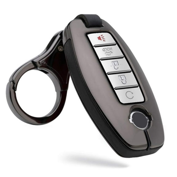Key Fob Case Fit for Nissan Rogue Armada Murano Remote Cover Leather Key Shell Metal Protection Fit for Infiniti JX35 Q50 Q60 QX56