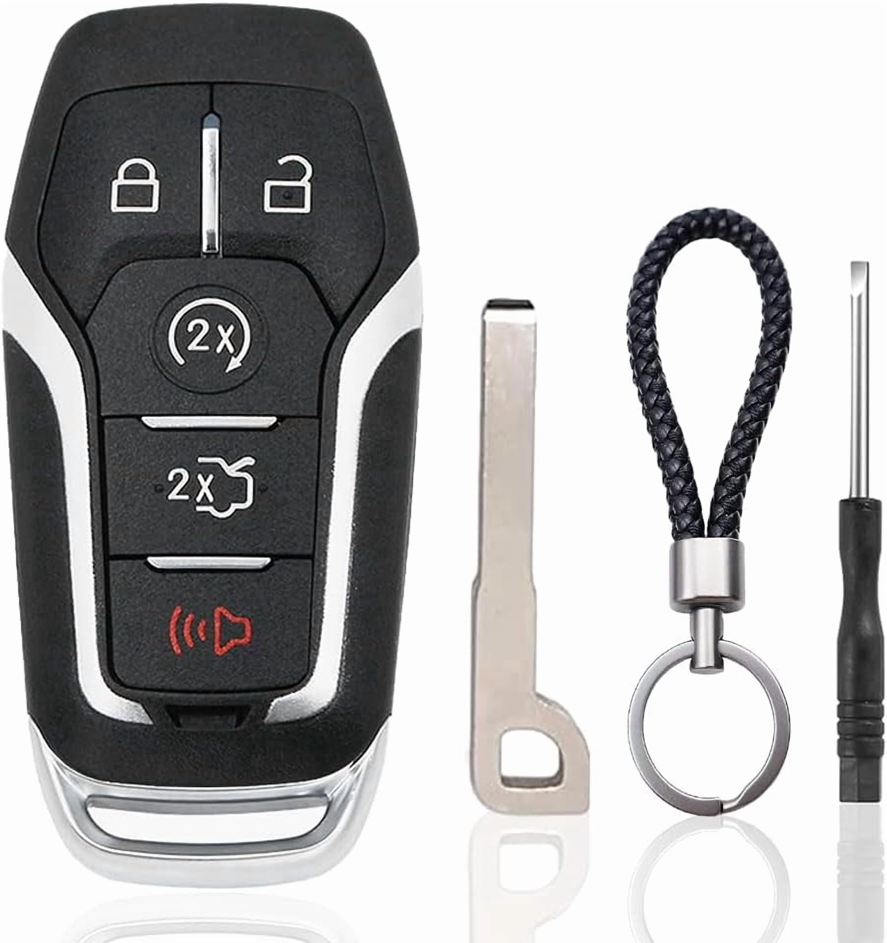 Key Fob Case Replacement for Ford F150 F250 F350 Fusion Mustang Explorer Edge Lincoln MKZ MKC MKX 2014 2015 2016 2017 5 Button Pad Cover Keyless Entry Remote Control Smart Car Key Fob Shell