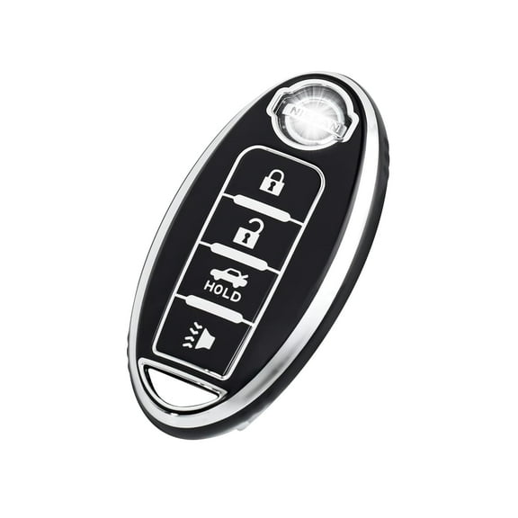 Key Fob Case Shell Fit for Nissan,Soft, Full Protection,Black Sliver