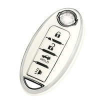 OFFCURVE Car Key Fob Case Shell Fit for Nissan,Soft, Full Protection,White Sliver