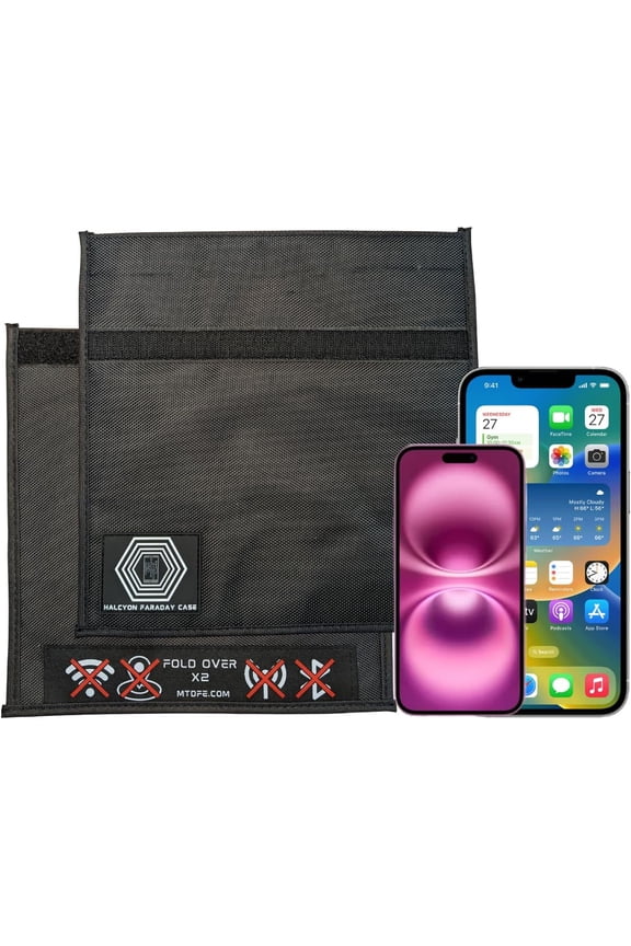 Halcyon Non-Window Faraday Bag for Phones Signal Blocking Faraday Cage Prevents Hacking Tracking Spying Device Shielding for Law Enforcement Military Digital Forensics EMP CME Protection Black