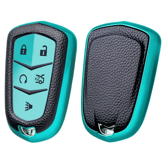 Key Fob Cover for Cadillac, Key Fob Case for 2015-2019 Cadillac Escalade CTS SRX XT5 ATS STS CT6 5-Buttons Premium Soft TPU 361 Degree Full Protection Keychain