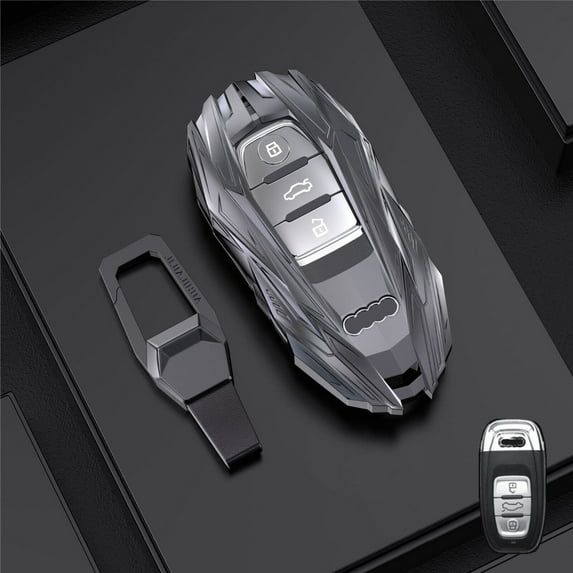 Key Fob Cover Case for Audi A3 A6 A7 A8 E-Tron S3 S6 RS6 S7 RS7 with Case Holder Protector Metal Keychain
