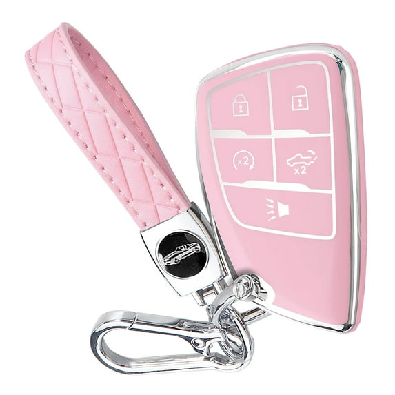 Key Fob Cover for Chevy GMC with Keychain, Silverado Sierra Tahoe Suburban Equinox Traverse Yukon Denali Terrain Buick Envision Premium Soft TPU Case (5 Buttons