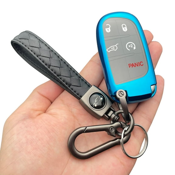 Key Fob Cover Compatible with 2025 2024-2015 Jeep Compass Dodge Durango Cherokee Grand Cherokee Renegade Challenger Charger RAM Chrysler 300(3 4 5-Button