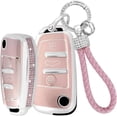 thumbnail image 1 of Key Fob Cover Compatible with Audi A3 A5 A5L A6 A6L Q6L Q6 RSQ6 RS6 SQ6 S6 E-tron 2025-2026 Crystal Diamond Keychain Case Holder Protector,Type-A-flip-pink, 1 of 7