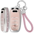 thumbnail image 1 of Key Fob Cover Compatible with Audi A3 A5 A5L A6 A6L Q6L Q6 RSQ6 RS6 SQ6 S6 E-tron 2025-2026 Crystal Diamond Keychain Case Holder Protector,Type-B-pink, 1 of 7