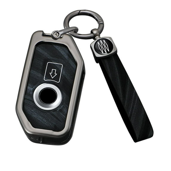 Key Fob Cover Compatible with BMW Motors R1250GS R1200GSLC R1200RSLC R1600GSLC F850GS K1600GT K1600GTL K1600 Grand Accessories Metal Brushing Leather Smart Key Case-Brushing Gray(E Type)