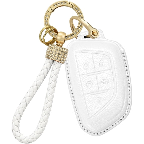 Key Fob Cover Compatible with Cadillac Lyriq Optiq Vistiq Escalade XT4 CT4 CT5 CT6 CTS ATS XT4 2023-2026 5 Button Keychain Case Holder Protector,White