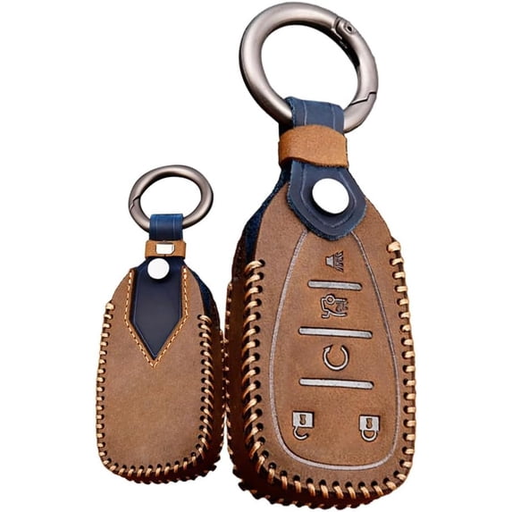 Key Fob Cover Compatible with Chevrolet Equinox Camaro Cruze Malibu Sonic Spark Traverse Trailblazer Trax Volt Blazer 2016-2021 4 Button Keychain Case Holder Protector,5 Button-brown