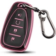 thumbnail image 1 of Key Fob Cover Compatible with Chevrolet Equinox Malibu Traverse Blazer Camaro Impala Cruze Volt Bolt Sonic Trax Tahoe Keychain Case Holder Protector,4-Buttons-Pink, 1 of 6