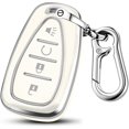 thumbnail image 1 of Key Fob Cover Compatible with Chevrolet Equinox Malibu Traverse Blazer Camaro Impala Cruze Volt Bolt Sonic Trax Tahoe Keychain Case Holder Protector,4-Buttons-White, 1 of 6
