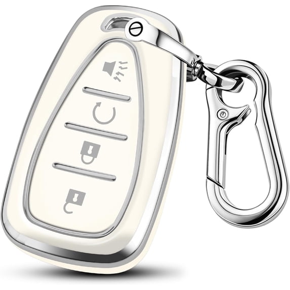 Key Fob Cover Compatible with Chevrolet Equinox Malibu Traverse Blazer Camaro Impala Cruze Volt Bolt Sonic Trax Tahoe Keychain Case Holder Protector,4-Buttons-White
