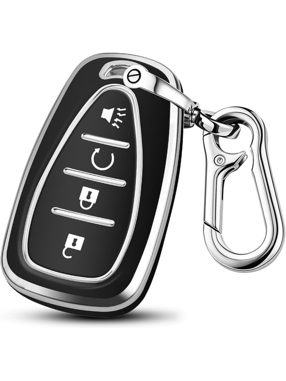Key Fob Cover Compatible with Chevrolet Equinox Malibu Traverse Blazer Camaro Impala Cruze Volt Bolt Sonic Trax Tahoe Keychain Case Holder Protector,4-Buttons-Black