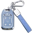 thumbnail image 1 of Key Fob Cover Compatible with Chevrolet Silverado Suburban Tahoe GMC Yukon Yukon XL Terrain Acadia 2015-2020 5 Button TPU Keychain Case Holder Protector,Blue, 1 of 7
