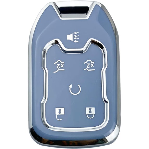 Key Fob Cover Compatible with Chevrolet Silverado Suburban Tahoe GMC Yukon Yukon XL Terrain Acadia 2015-2020 5 Button TPU Keychain Case Holder Protector,Blue-single Set