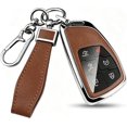 thumbnail image 1 of Key Fob Cover Compatible with Chevrolet Tahoe Suburban Silverado GMC Sierra Yukon Denali Buick Envision 2020-2025 5 Button Keychain Case Holder Protector,Silver-Brown, 1 of 6