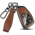 thumbnail image 1 of Key Fob Cover Compatible with Chevrolet Tahoe Suburban Silverado GMC Sierra Yukon Denali Buick Envision 2020-2025 5 Button Keychain Case Holder Protector,Black--Brown, 1 of 6