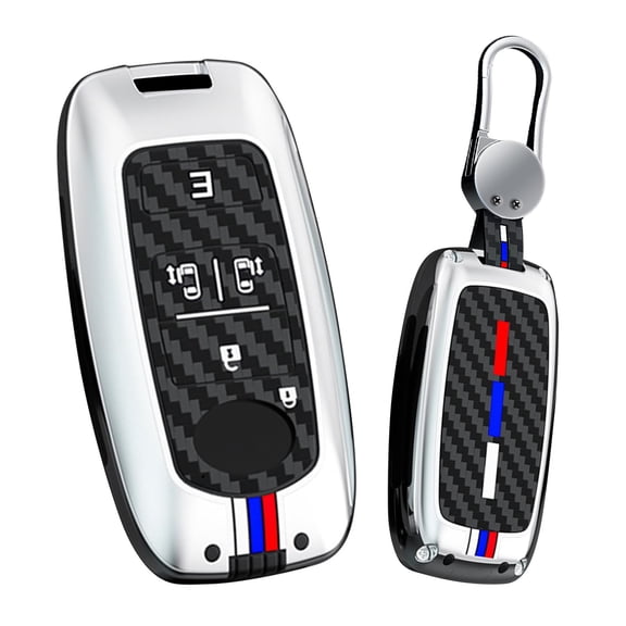 Key Fob Cover Compatible with Daihatsu TantolA600S 150S 800S ATIVA Myvi Facelift Accessories Alloy Carbon Fiber Key Shell with Keychains Smart Remote Auto Key-5 Button