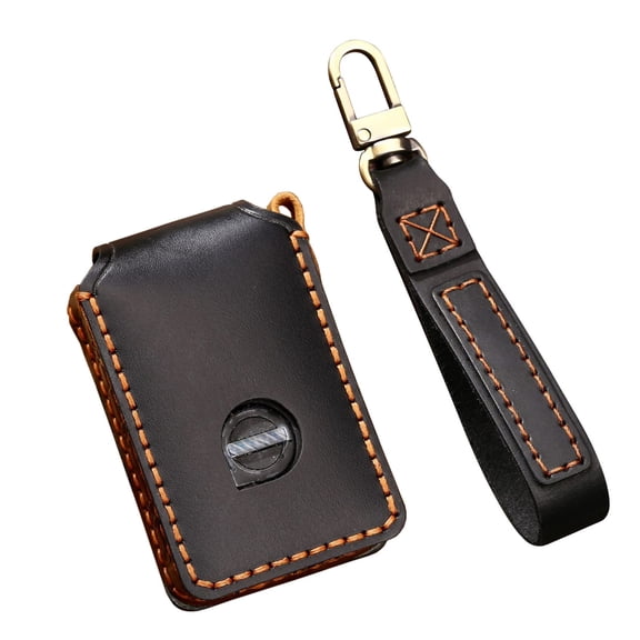 Key Fob Cover Compatible with Fit for 2019 2020 2021 Volvo XC60 XC90 S90 V90 Leather Keyless Entry Remote Full Protection Keychain Case Holder Protector