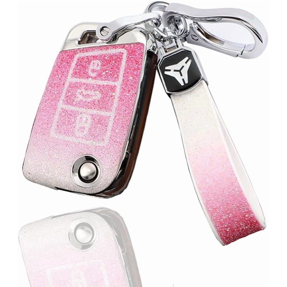 Key Fob Cover Compatible with Fit for Audi A1 Sportback, Key Chain, Gradient Pink Bling, Flip Key Case, Compatible with VW Skoda, Keychain Case Holder Protector,Gradient Pink