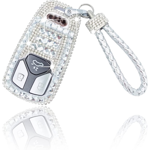 Key Fob Cover Compatible with Fit for Audi A3 A4 A5 A6 Q5 Q7 R8 S5 TT SQ5, Luxury Bling Rhinestone Crystal Diamond Key Fob Cover case Shell Protector Key Chain Keychain Case Holder Protector,1