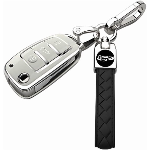 Key Fob Cover Compatible with Fit for Audi A3 A4 A6 RS3 S1 S3 Q3 Q5 Q7 TT, Keychain, Soft TPU, 360 Protection, Key Case, Remote Key Holder, Keychain Case Holder Protector,White