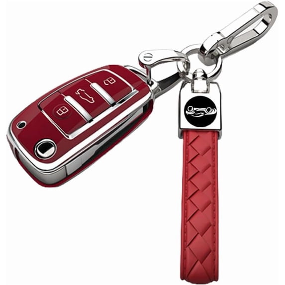 Key Fob Cover Compatible with Fit for Audi A3 A4 A6 RS3 S1 S3 Q3 Q5 Q7 TT, Keychain, Soft TPU, 360 Protection, Key Case, Remote Key Holder, Keychain Case Holder Protector,Red