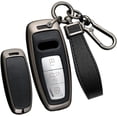 thumbnail image 1 of Key Fob Cover Compatible with Fit for Audi A3 A6 A8 E-Tron S3 RS6 RS7 SQ7 SQ8, Metal Key Case, Leather Key Fob Protector, Keychain Case Holder Protector, 1 of 7