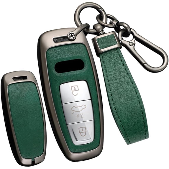 Key Fob Cover Compatible with Fit for Audi A3 A6 A8 E-Tron S3 RS6 RS7 SQ7 SQ8, Metal Key Case, Leather Key Fob Protector, Keychain Case Holder Protector