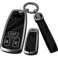 thumbnail image 1 of Key Fob Cover Compatible with Fit for Audi A4 A4L A5 A6 A7 A8 Q5 Q7 R8 RS Q3 RS4 RS5 RS7 S4 S5 S6 S7 S8, Metal Frame Key Shell, Keychain Case Holder Protector,Long-keychain-black, 1 of 7