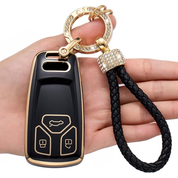 Key Fob Cover Compatible with Fit for Audi A4 Q7 Q5 TT A3 A6 SQ5 SQ7 R8 S5 Smart Key Premium Soft TPU Anti-dust Full Protection Keychain Case Holder Protector