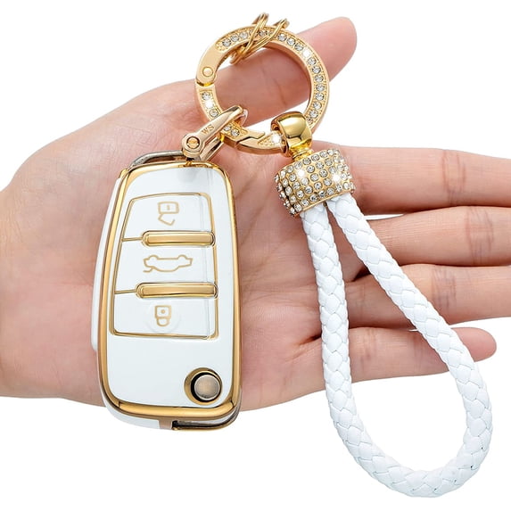 Key Fob Cover Compatible with Fit for Audi A4 Q7 Q5 TT A3 A6 SQ5 SQ7 R8 S5 Smart Key Premium Soft TPU Anti-dust Full Protection Keychain Case Holder Protector
