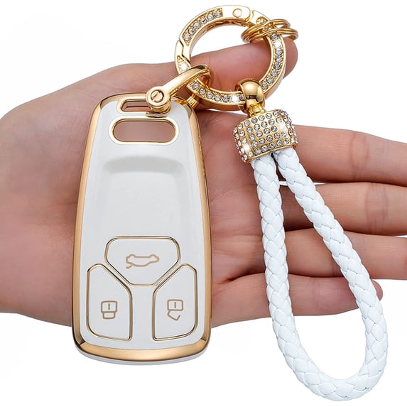 Key Fob Cover Compatible with Fit for Audi A4 Q7 Q5 TT A3 A6 SQ5 SQ7 R8 S5 Smart Key Premium Soft TPU Anti-dust Full Protection Keychain Case Holder Protector