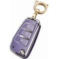 thumbnail image 1 of Key Fob Cover Compatible with Fit for Audi Q3 Q7 R8 A6L TT, Sliver-Edge, 3 Button, Flip Key Fob, Keyless, Key Case, Leather Keychain, Keychain Case Holder Protector,Light Purple-b, 1 of 6