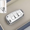 thumbnail image 1 of Key Fob Cover Compatible with Fit for Audi Q3 Q7 R8 A6L TT, Sliver-Edge, 3 Button, Flip Key Fob, Keyless, Key Case, Leather Keychain, Keychain Case Holder Protector,Beige-A, 1 of 6