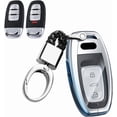 thumbnail image 1 of Key Fob Cover Compatible with Fit for Audi Q5 Q7 S3 S4 S5 S6 S7 S8 SQ5 RS5 RS7 A4 A5 A6 A7, ABS Zinc Alloy, 3 Button, Keyless Key Holder, Keychain, Keychain Case Holder Protector,Silver, 1 of 6