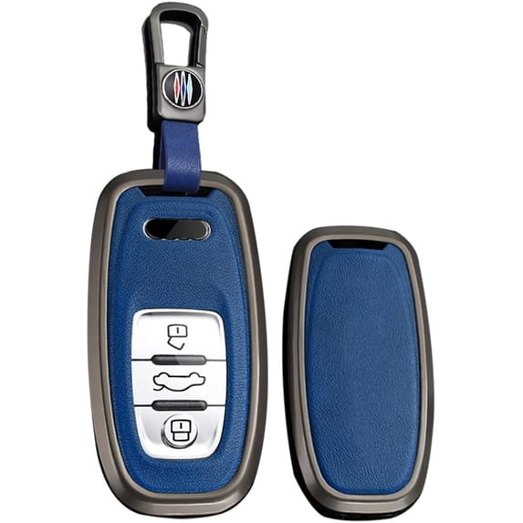 Key Fob Cover for Audi R8 Q5 Q7 S3 S4 S5 S6 S7 S8 SQ5 A4 A5 A6 Leather Metal Frame Full Protection with Keychain