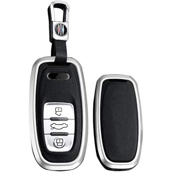 Key Fob Cover for Audi R8 Q5 Q7 S3 S4 S5 S6 S7 S8 SQ5 A4 A5 A6 Leather Metal Frame Full Protection with Keychain