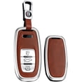 thumbnail image 1 of Key Fob Cover for Audi R8 Q5 Q7 S3 S4 S5 S6 S7 S8 SQ5 A4 A5 A6 Leather Metal Frame Full Protection with Keychain, 1 of 8