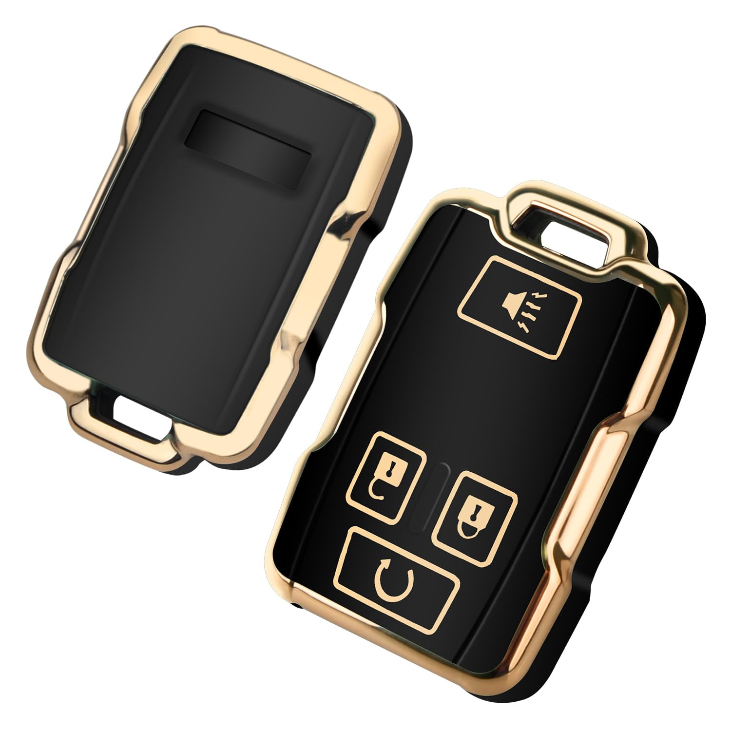 Key Fob Cover Compatible with Fit for Chevrolet 2014-2021 LT GMC Sierra Canyon Yukon Suburban Tahoe Silverado Colorado 360 Degree Protector with Keychain Keychain Case Holder Protector