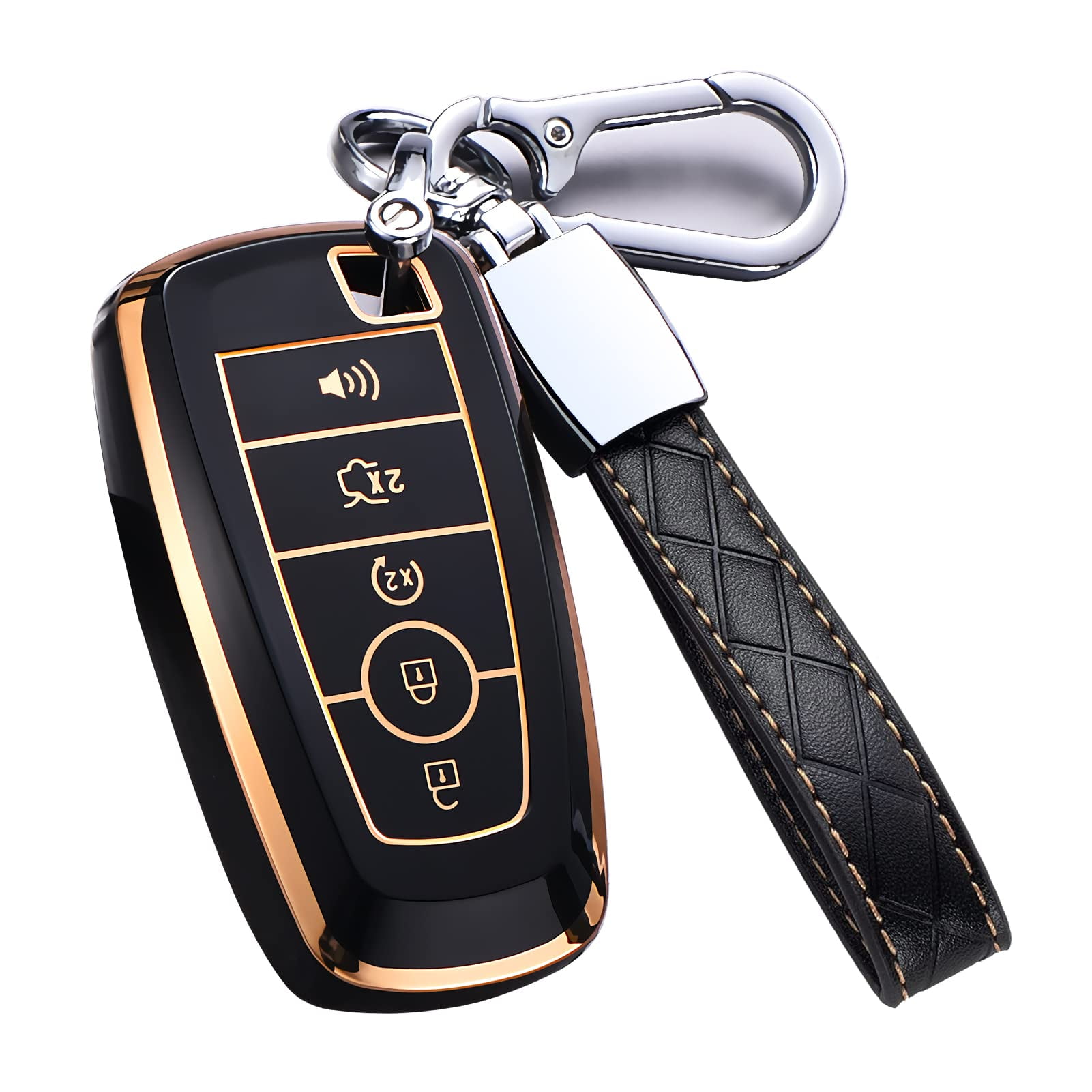 Key Fob Cover Compatible with Fit for Ford Explorer Bronco Escape Edge Expedition Mustang F150 Fusion Ranger Lincoln Premium Soft TPU Full Protection Key Case with Keychain Remote Key Holder Keychain