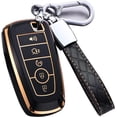 thumbnail image 1 of Key Fob Cover Compatible with Fit for Ford Explorer Bronco Escape Edge Expedition Mustang F150 Lincoln Keychain Case Holder Protector,Black with Keychain, 1 of 7