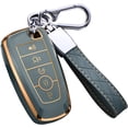 thumbnail image 1 of Key Fob Cover Compatible with Fit for Ford Explorer Bronco Escape Edge Expedition Mustang F150 Lincoln Keychain Case Holder Protector,Gray with Keychain, 1 of 7