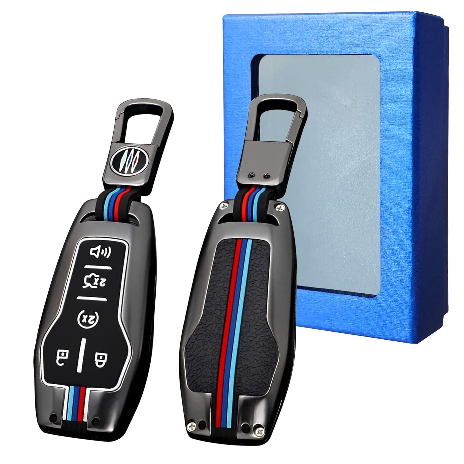 Key Fob Cover Compatible with Fit for Ford F150 for Ford Mustang for Ford Explorer for Ford Edge for Ford Fusion for Lincoln MKZ for Lincoln MKC for Lincoln MKX Metal Shell Soft Silicone Full Protect
