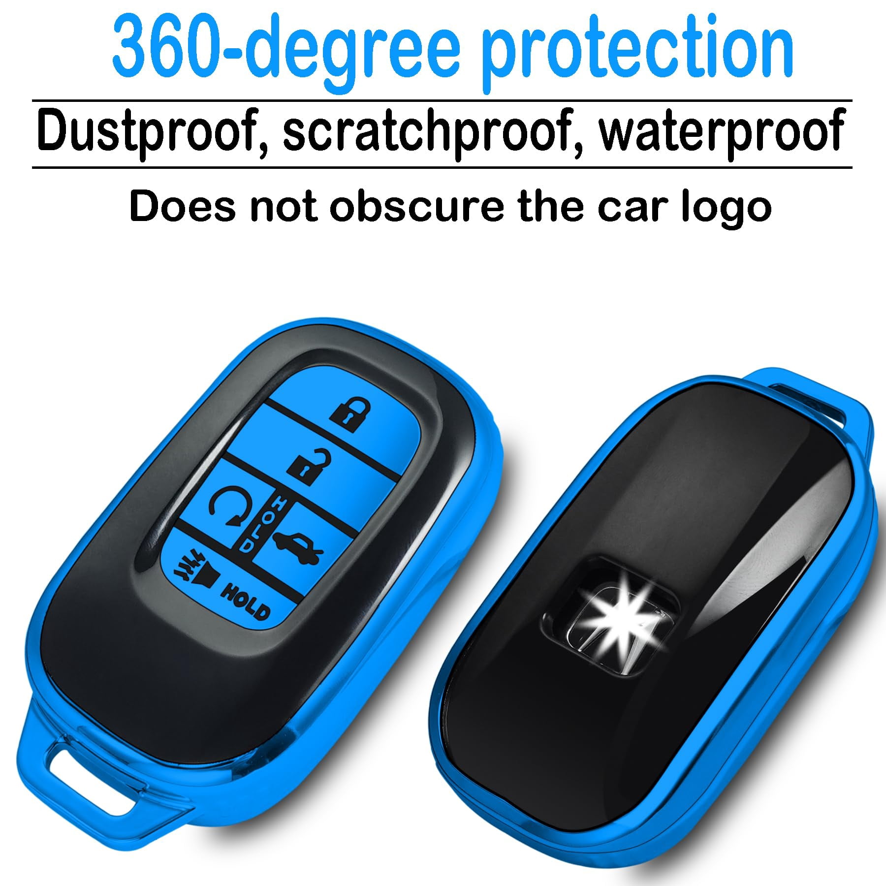Key Fob Cover Compatible with Fit for Honda 2022 2023 Accord Civic HR-V CR-V Pilot, Slim Soft TPU Full-Body Remote Key Shell, Keychain Case Holder Protector