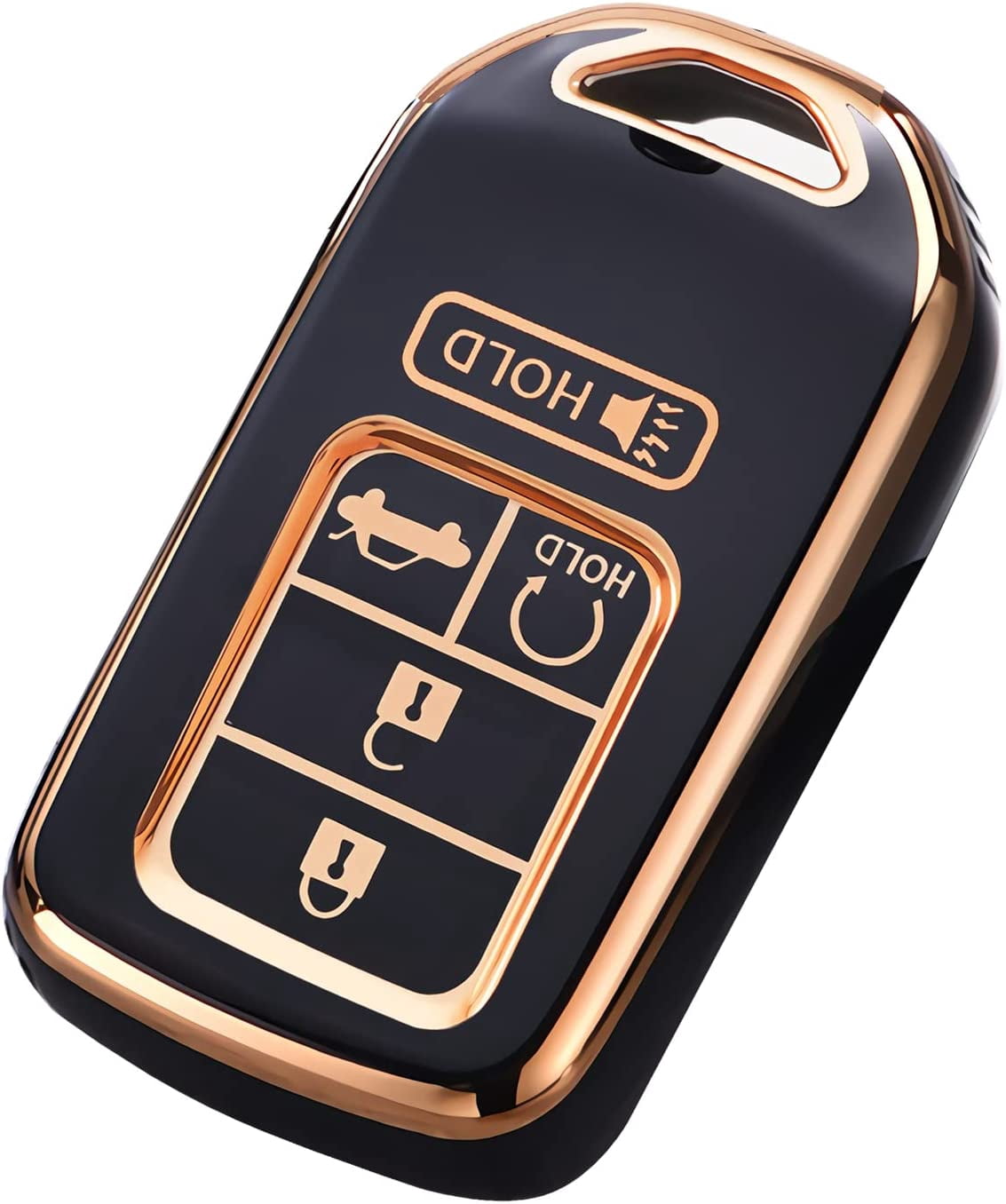 Key Fob Cover Compatible with Fit for Honda Civic CR-V Accord HR-V Pilot, Premium Soft TPU, Full Protection, Smart Remote Key, Keychain, Keychain Case Holder Protector,Size B-black