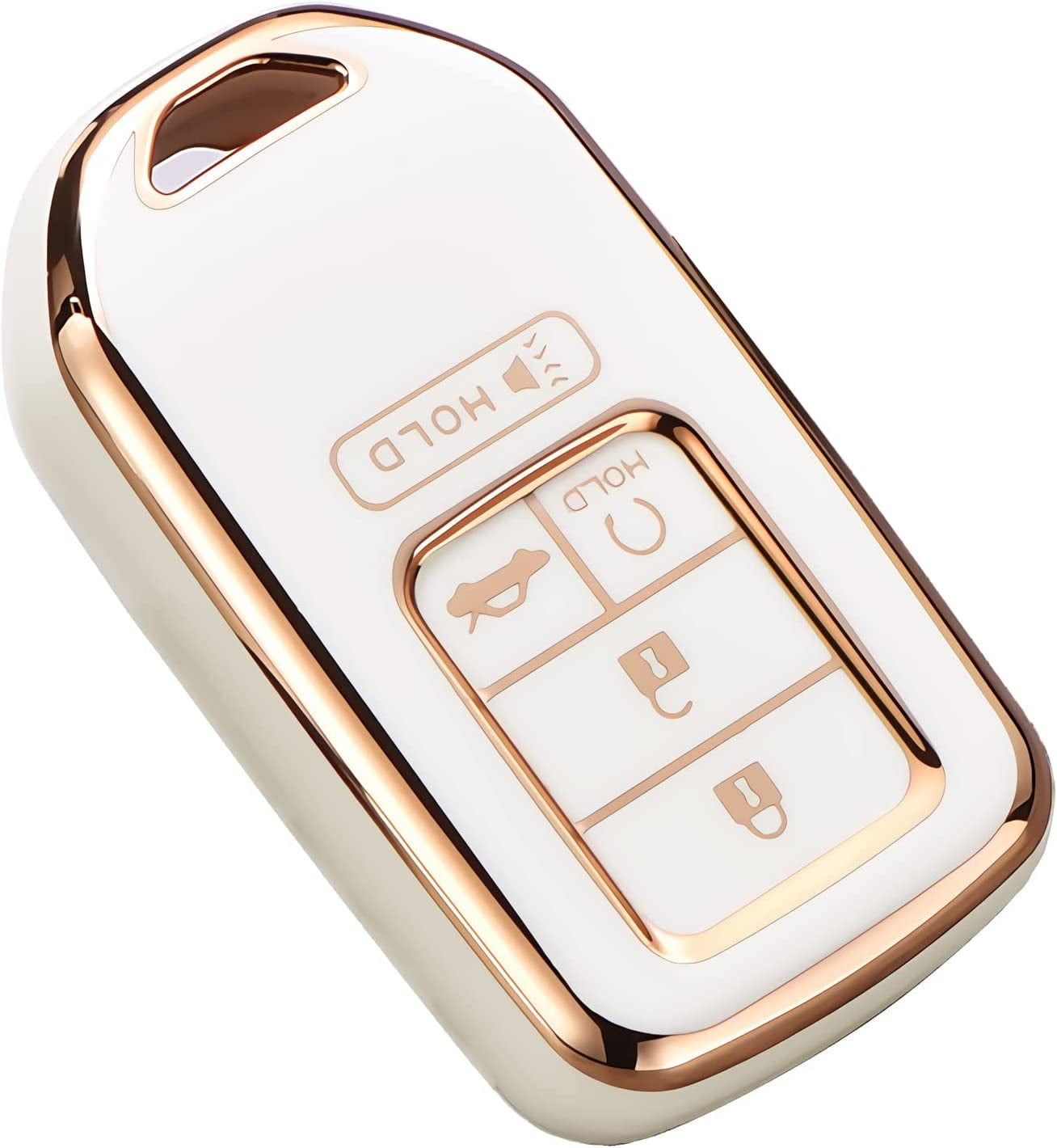 Key Fob Cover Compatible with Fit for Honda Civic CR-V Accord HR-V Pilot, Premium Soft TPU, Full Protection, Smart Remote Key, Keychain, Keychain Case Holder Protector,Size B-ivory