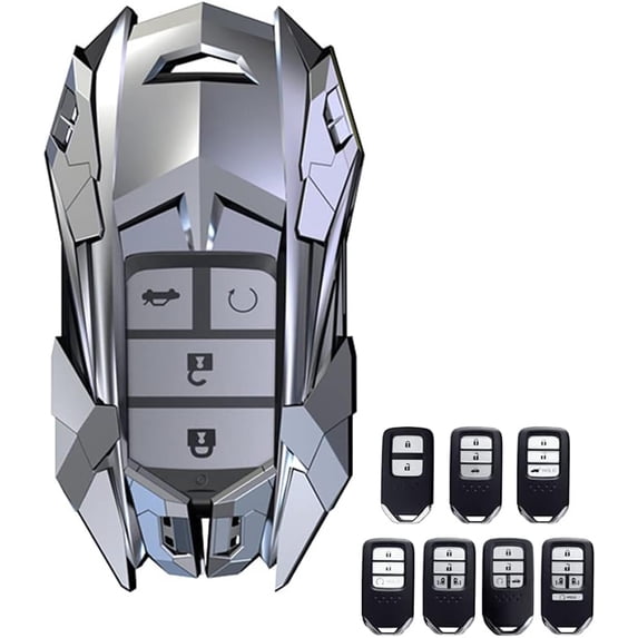 Key Fob Cover Compatible with Fit for Honda Civic Fit Accord Pilot Bin Chi Odyssey CR-V CRV URV XRV, 2/3/4 Buttons, Keychain Case Holder Protector,Silver